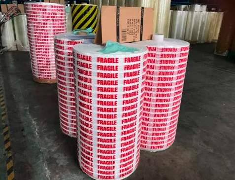 Fragile Printed BOPP Packing Tape Jumbo Roll
