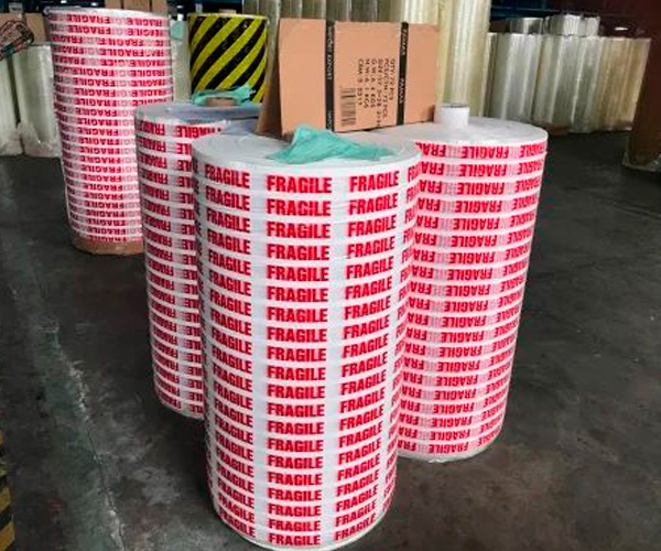 fragile printed bopp packing tape jumbo roll manufacturer